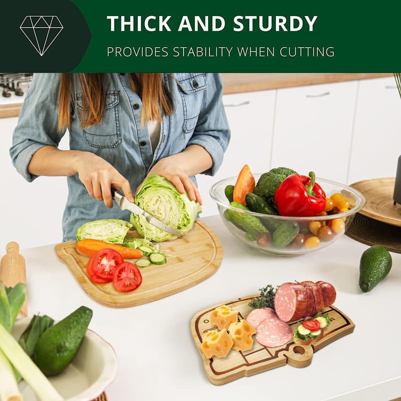 Bamboo Cutting Board Set for RV Kitchen Accessories - 2 Pieces