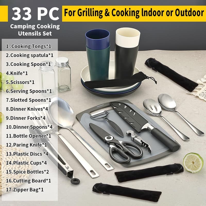 Camping Essentials Cooking Utensils Set for Outdoor Adventures