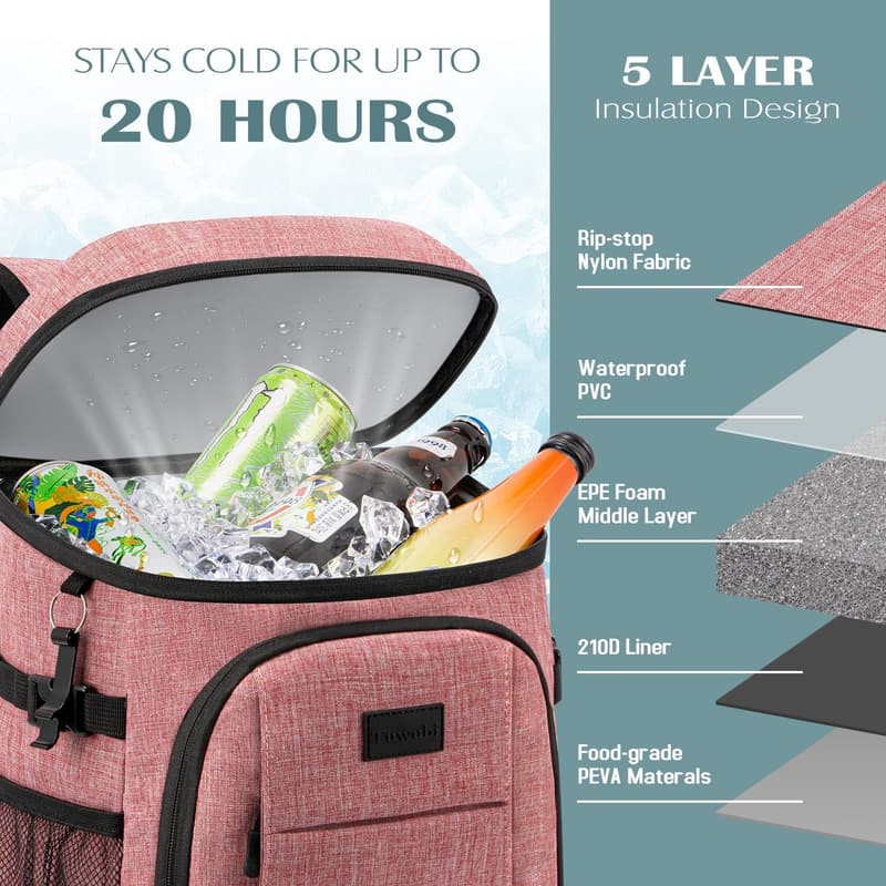 Insulated Waterproof Backpack Cooler for Camping & Travel