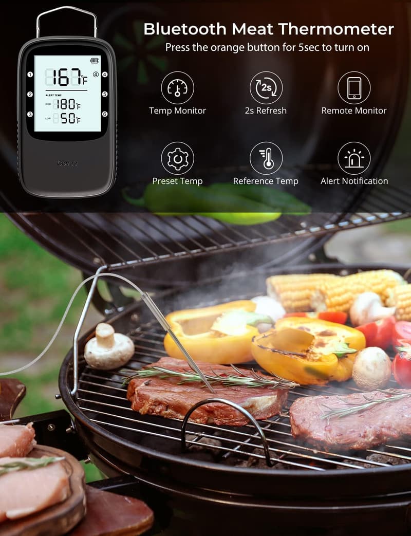 Wireless Bluetooth Meat Thermometer with Dual Probes for Grilling