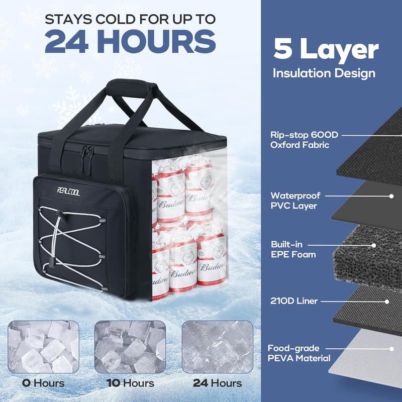 Collapsible Insulated Soft Cooler Bag for Picnic & Travel