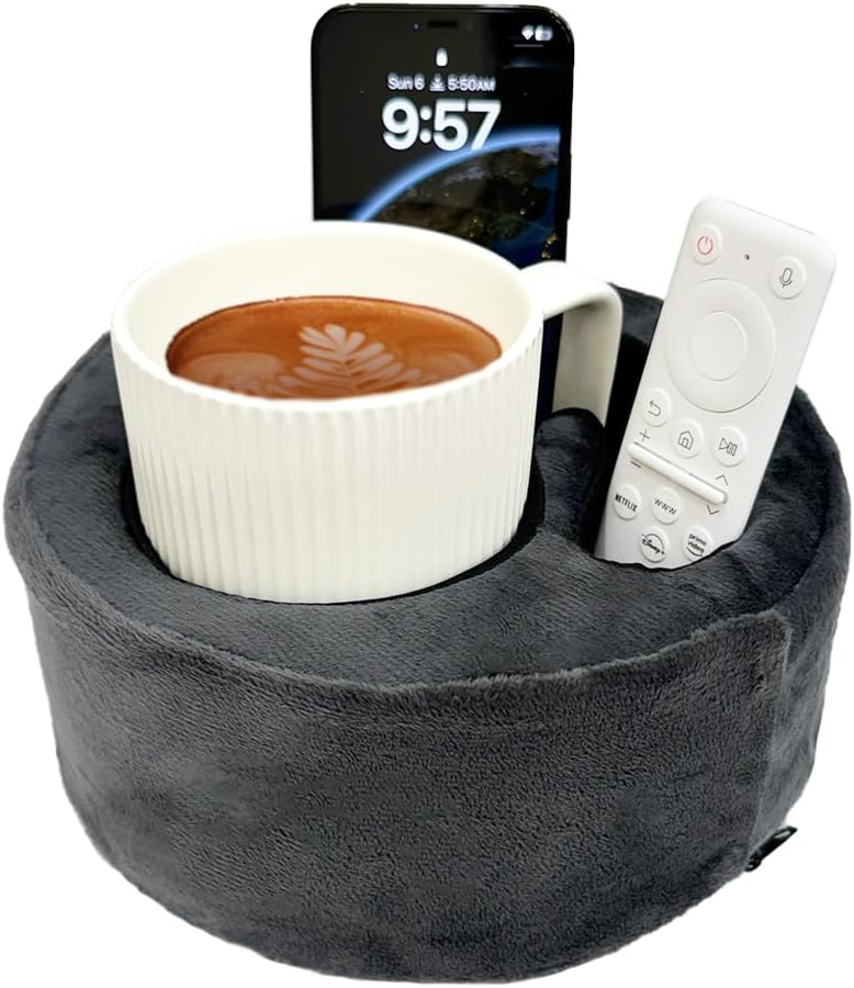Couch Organizer Caddy with Cup Holder for Drinks & Remotes