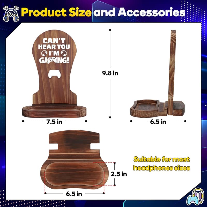 Gamer Room Decor: Wooden Headset Stand for Men & Teens