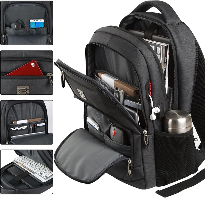 Durable Anti-Theft Laptop Backpack with USB Port - Black