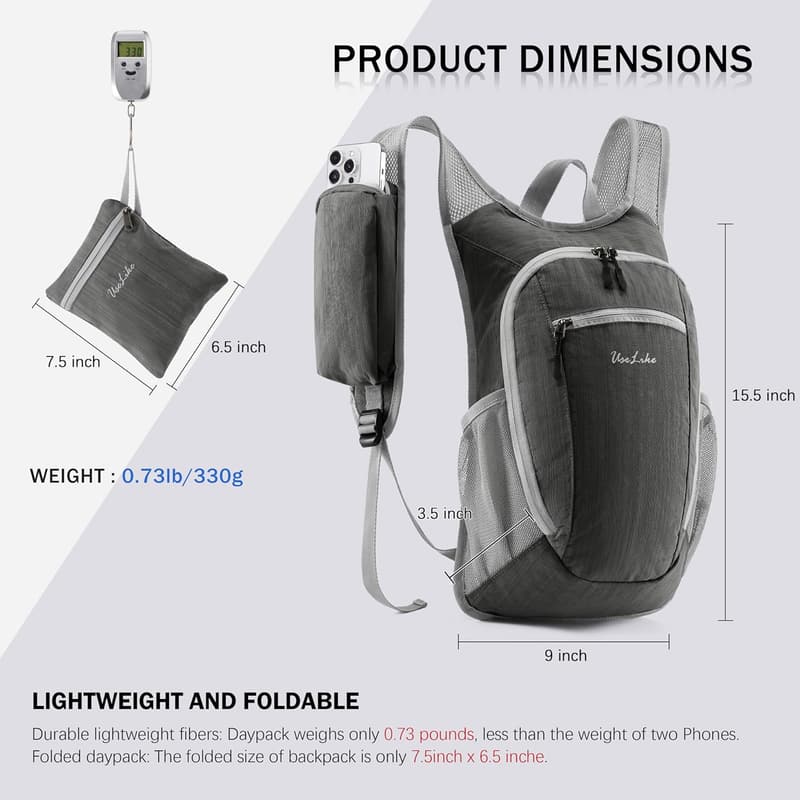 Lightweight Packable 10L Hiking Backpack for Men & Women