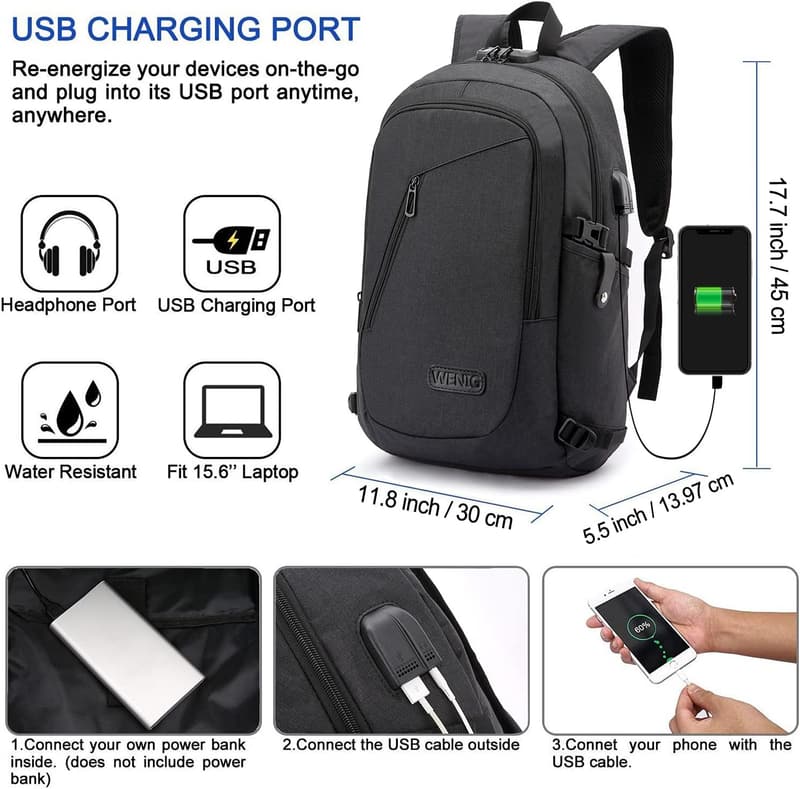 Water-Resistant Anti-Theft Laptop Backpack for Men