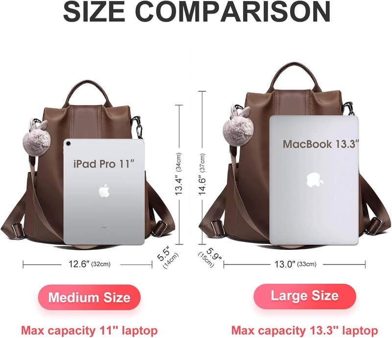 Waterproof Nylon Anti-Theft Backpack Purse for Women