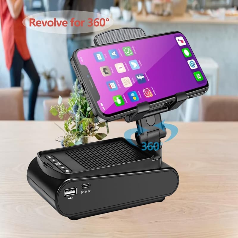 Bluetooth Cell Phone Stand & Speaker for Men - HD Sound