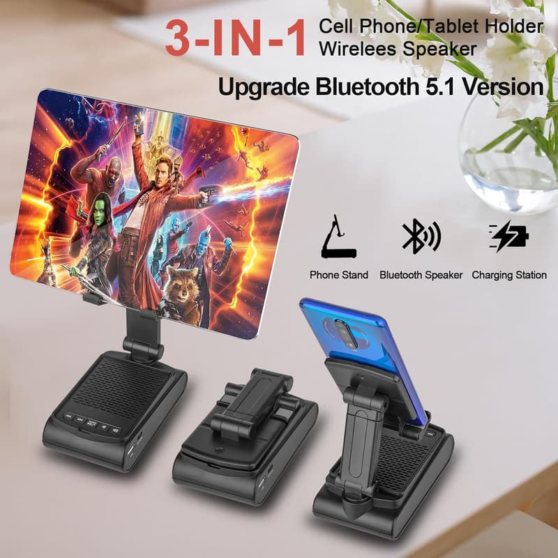 Bluetooth Cell Phone Stand & Speaker for Men - HD Sound
