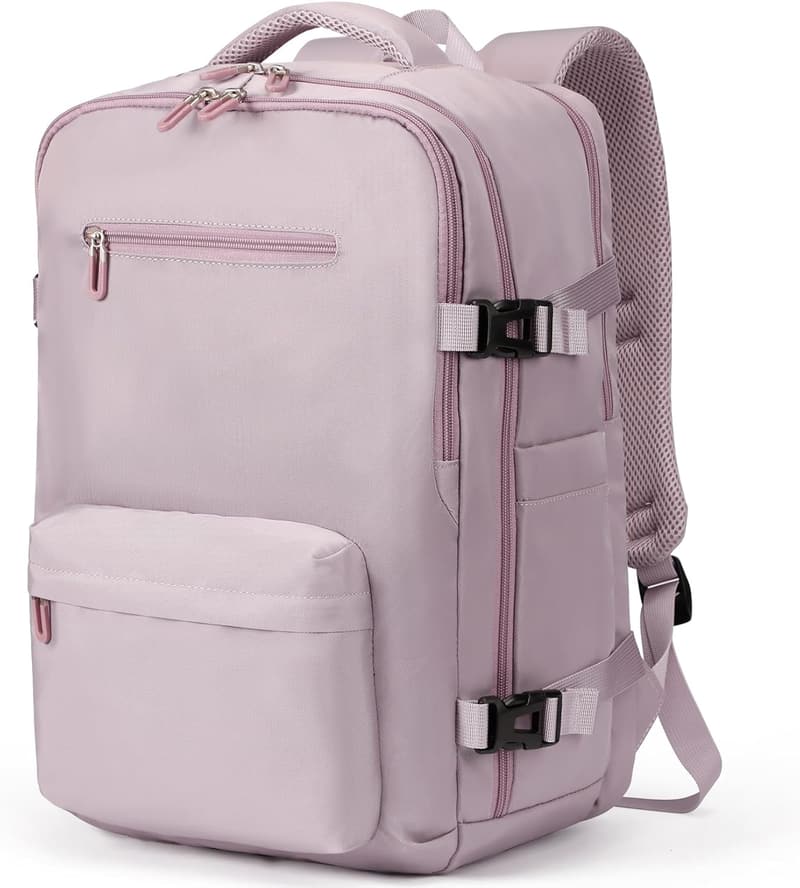 Travel Laptop Backpack for Women & Men - 17-inch Airline Approved (Pink Khaki)