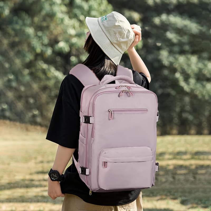 Travel Laptop Backpack for Women & Men - 17-inch Airline Approved (Pink Khaki)