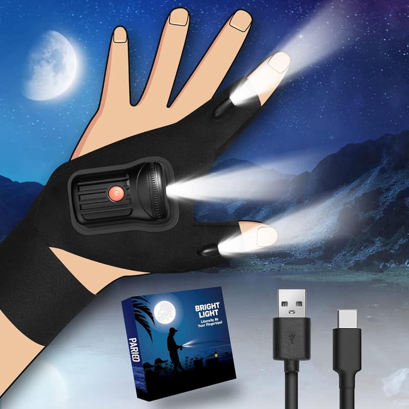 Rechargeable LED Flashlight Gloves for Men - Cool Gifts