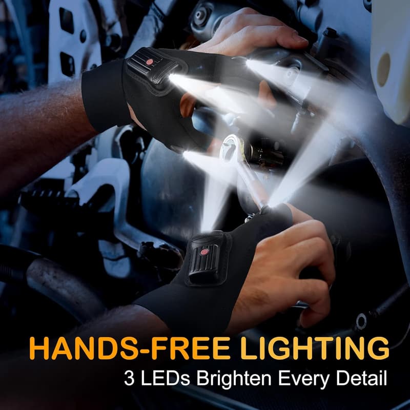 Rechargeable LED Flashlight Gloves for Men - Cool Gifts