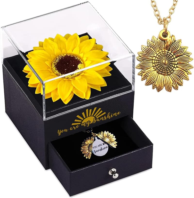 You Are My Sunshine Sunflower Necklace Gift for Women