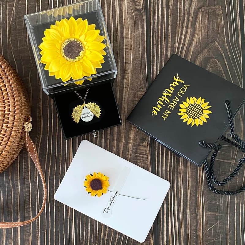 You Are My Sunshine Sunflower Necklace Gift for Women