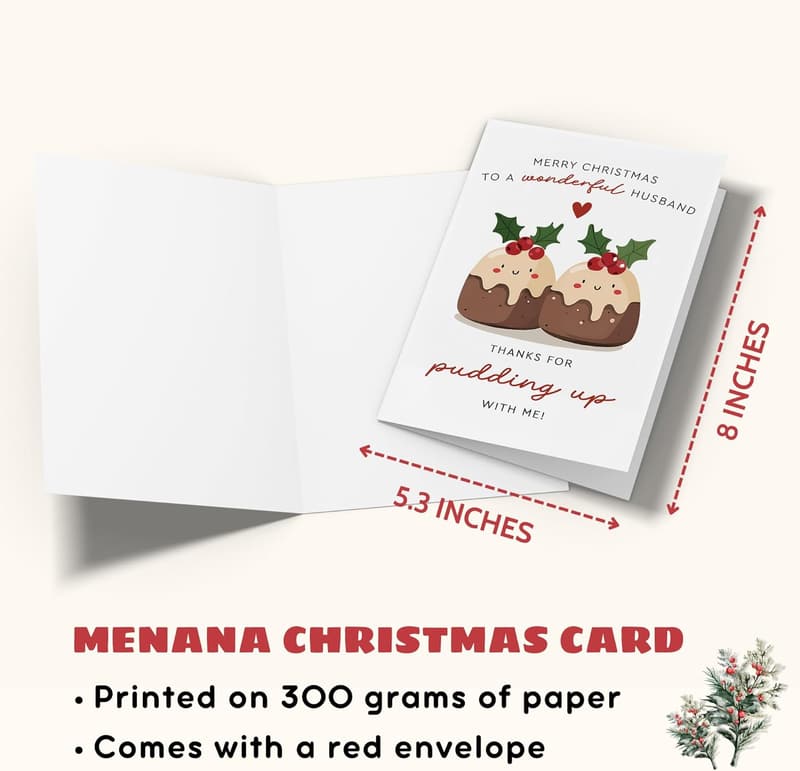 Husband's Christmas Greeting Card with Envelope - 5.3