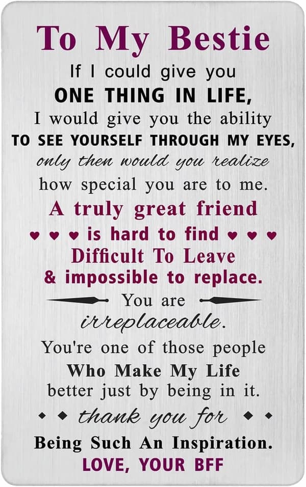 Long Distance Friendship Card for Besties - Engraved Wallet Gift