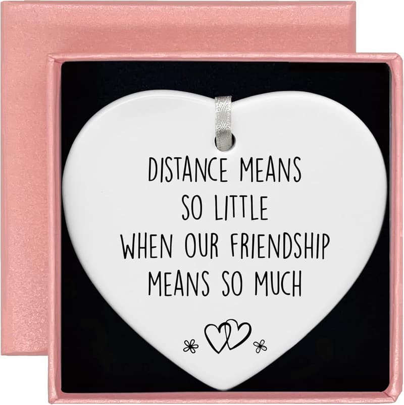 Long Distance Friendship Heart Ornament - Goodbye Keepsake
