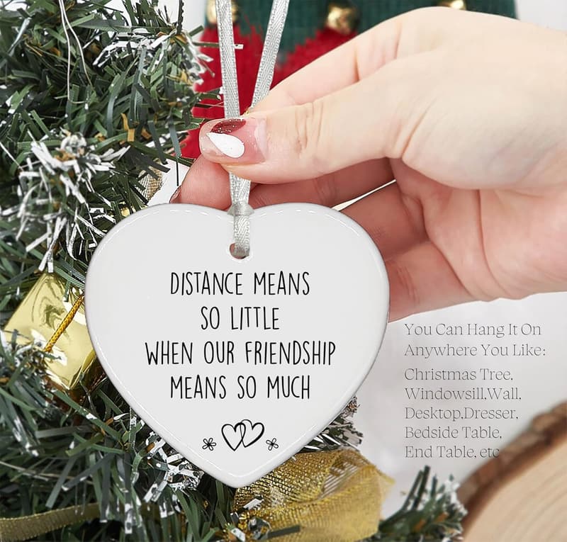 Long Distance Friendship Heart Ornament - Goodbye Keepsake