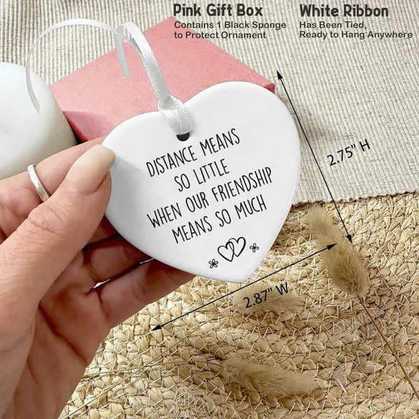 Long Distance Friendship Heart Ornament - Goodbye Keepsake