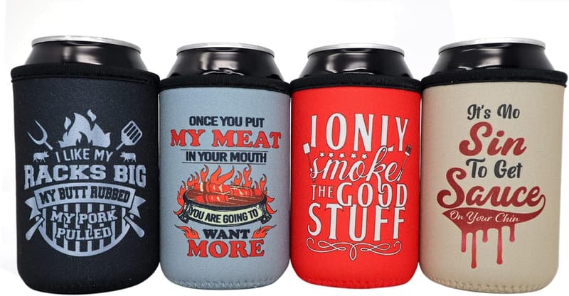 BBQ Smoker Can Coolers - Insulated 12oz Gifts for Men