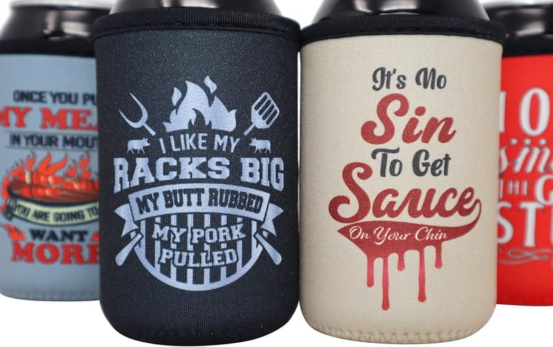 BBQ Smoker Can Coolers - Insulated 12oz Gifts for Men