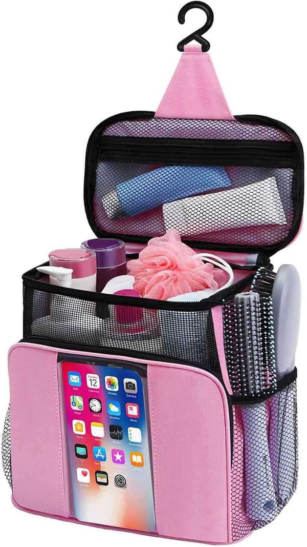 Portable Hanging Mesh Shower Caddy - Travel Toiletry Organizer for Women