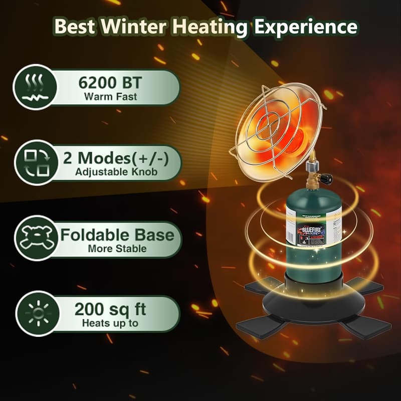 Portable 6200BTU Propane Heater for Camping and Outdoor Use
