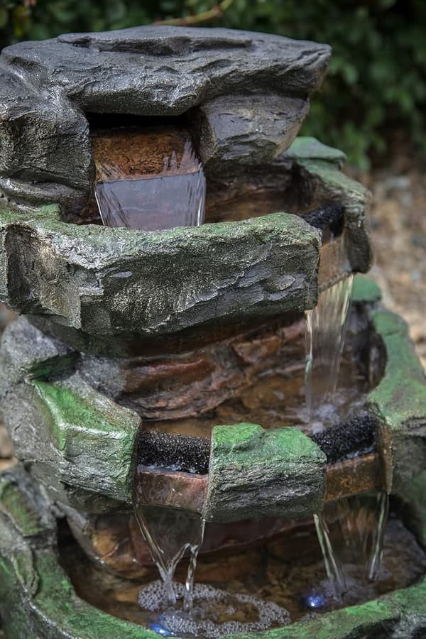 Outdoor Rock Fountain: Weather-Resistant Garden Water Feature with LED Lights