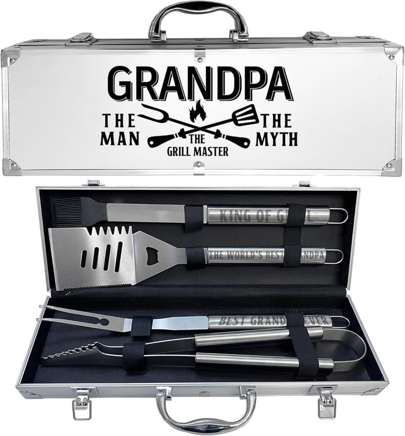 Grilling Accessories Kit for Grandpa - Heavy Duty Stainless Steel