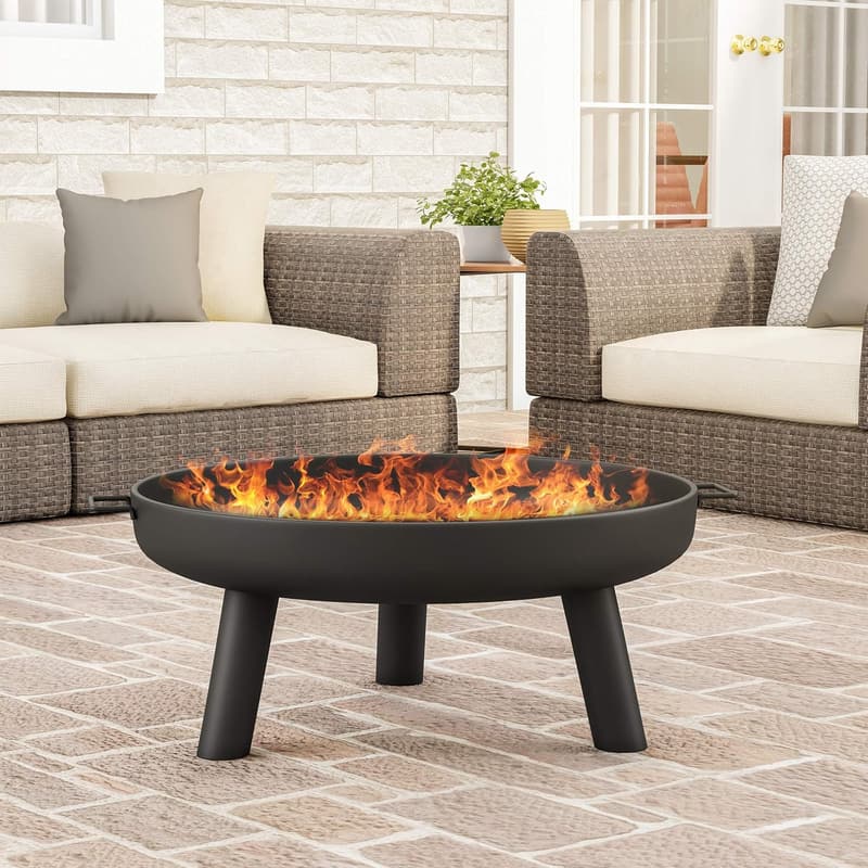 Outdoor 27.5-Inch Wood Burning Fire Pit with Cover