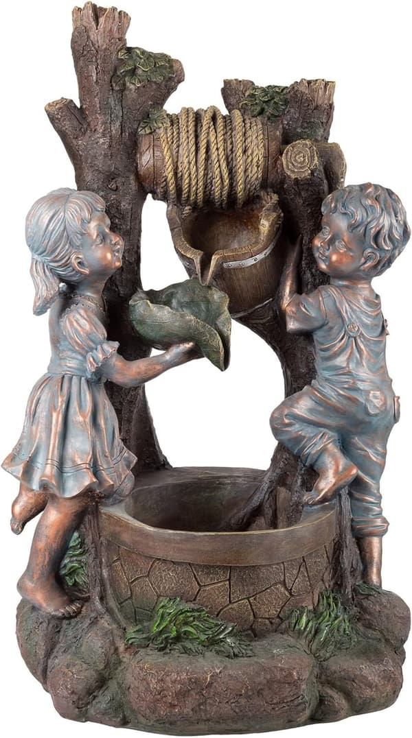 Cascading Outdoor Water Fountain with LED Lights for Garden