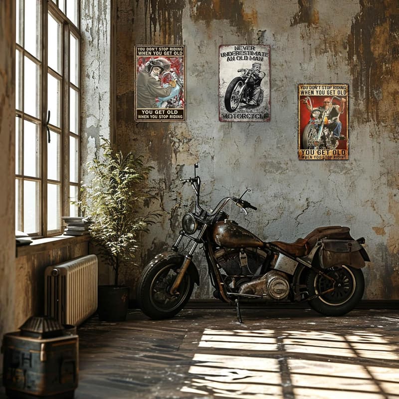 Motorcycle Metal Sign for Riders | Wall Art Decor 8x12 Inch