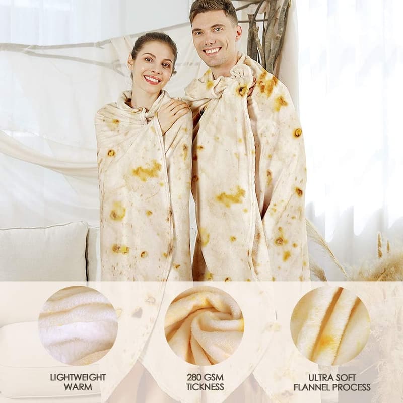 Funny Burrito Tortilla Blanket for Adults & Kids