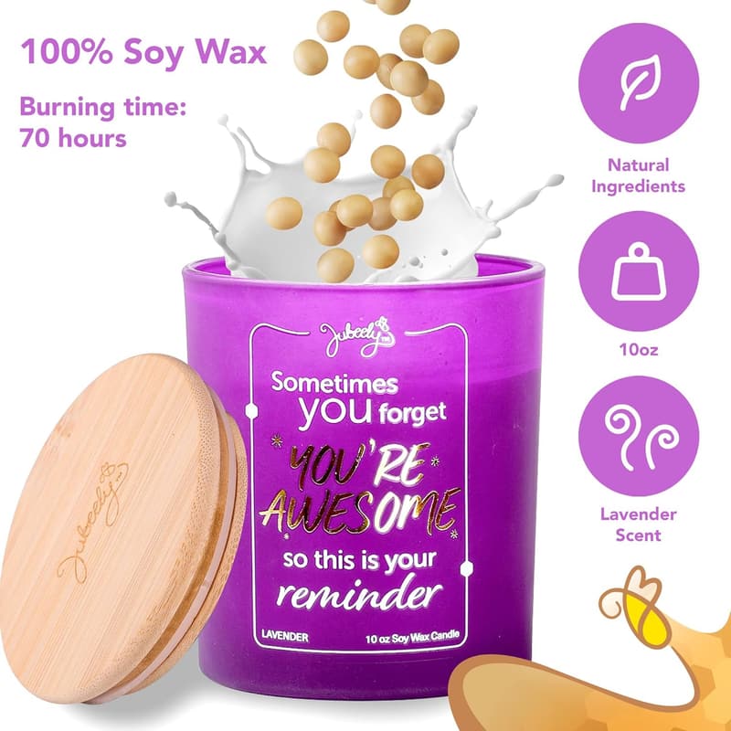Inspirational Lavender Soy Candle Gift for Women
