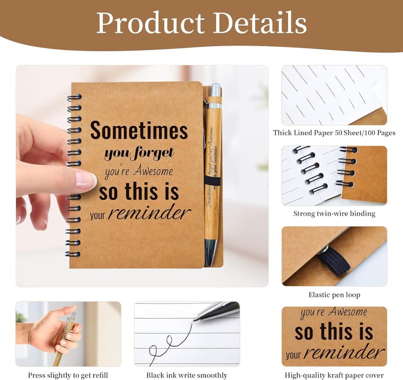 Employee Appreciation Gift Set - 10 Motivational Notebooks & Pens