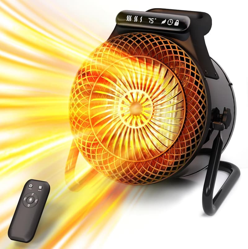1500W Electric PTC Heater with Remote & 3 Modes for Outdoor Use