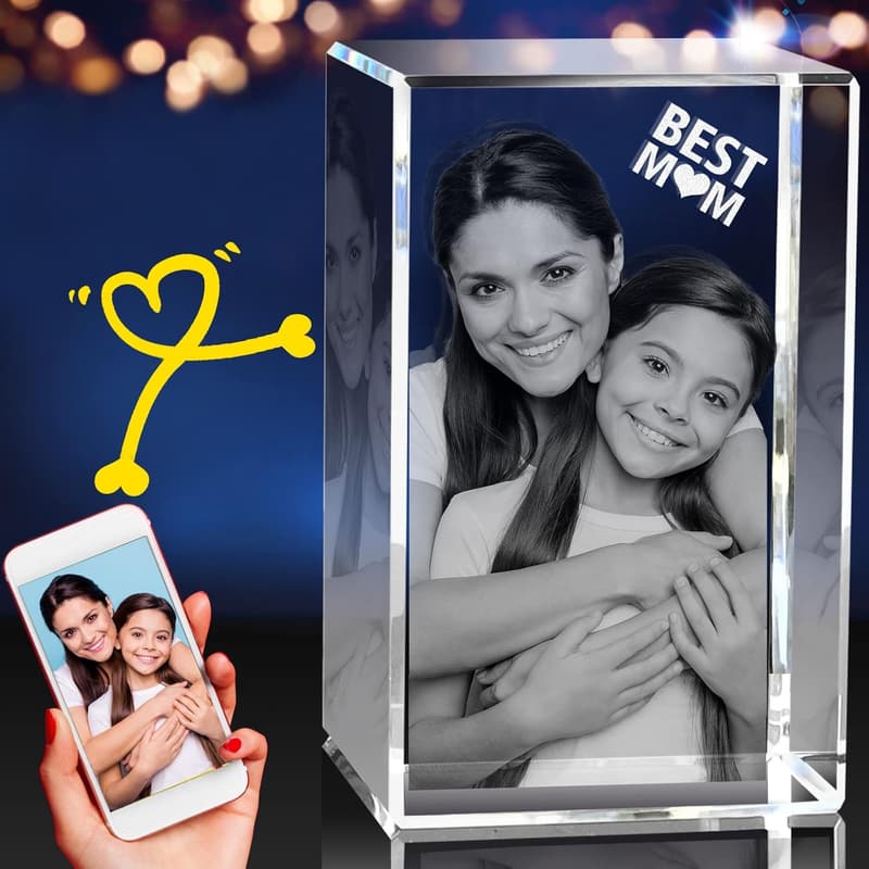 Personalized 3D Crystal Picture Frame for Birthdays & Anniversaries