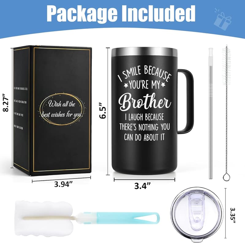 Brother Birthday Gift - Insulated 20 oz Coffee Mug