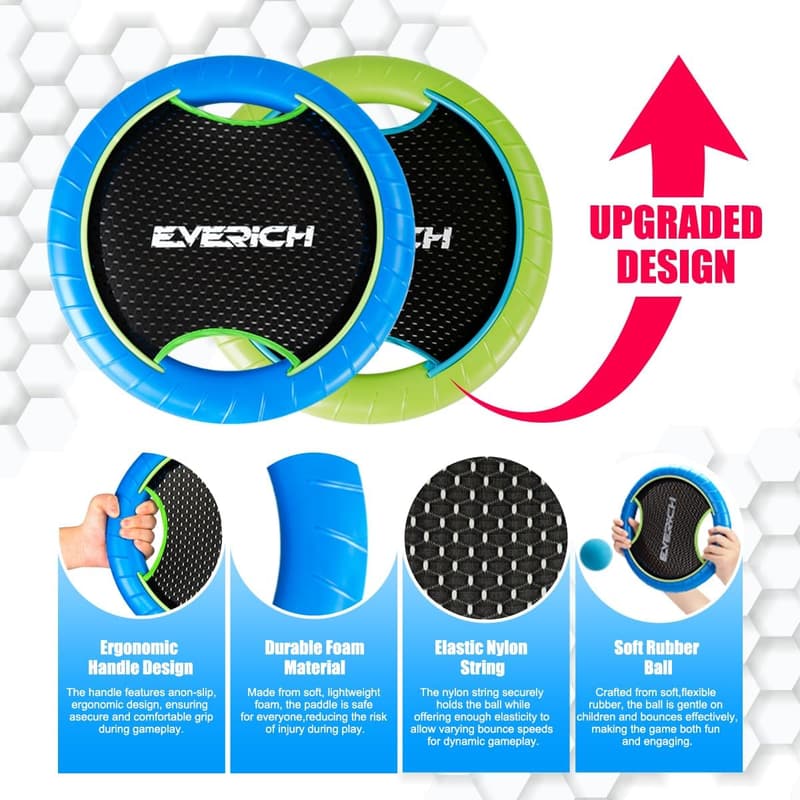 Trampoline Paddle Ball Set - 4 Paddles & 8 Balls for Kids
