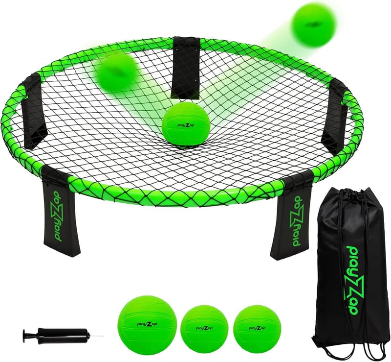 Roundnet Game Set with 3 Balls & Carrying Case for Outdoor Fun