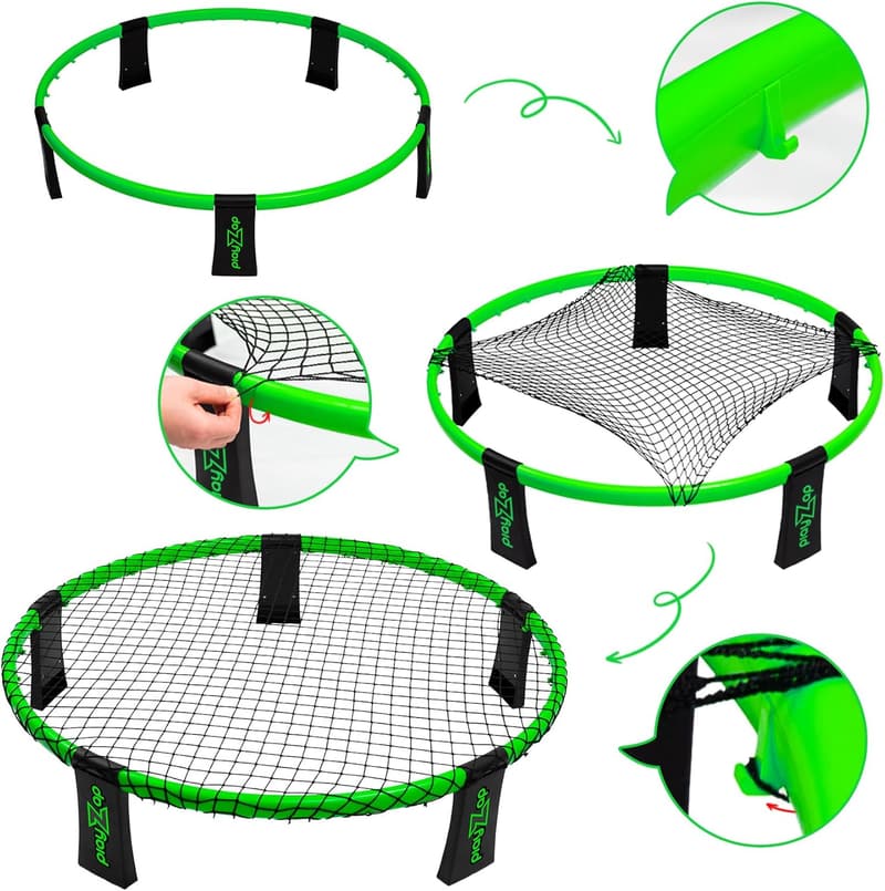 Roundnet Game Set with 3 Balls & Carrying Case for Outdoor Fun