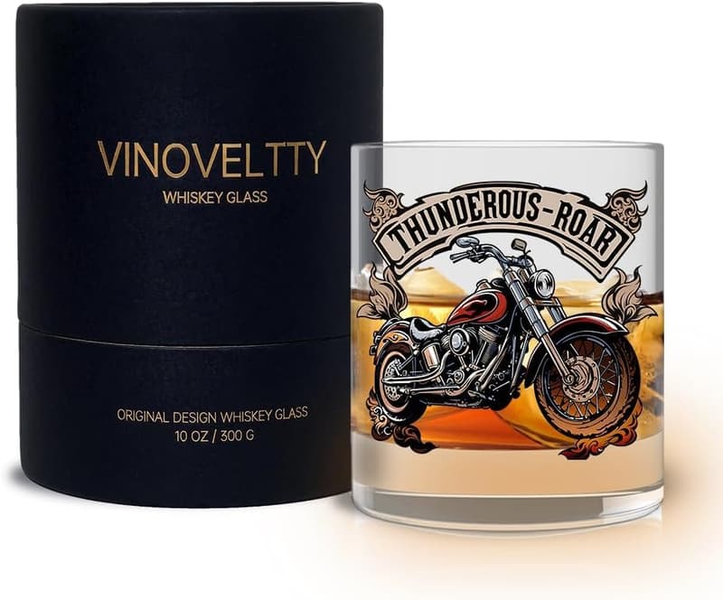 Motorcycle Whiskey Glass - Ideal Gift for Bikers & Dads