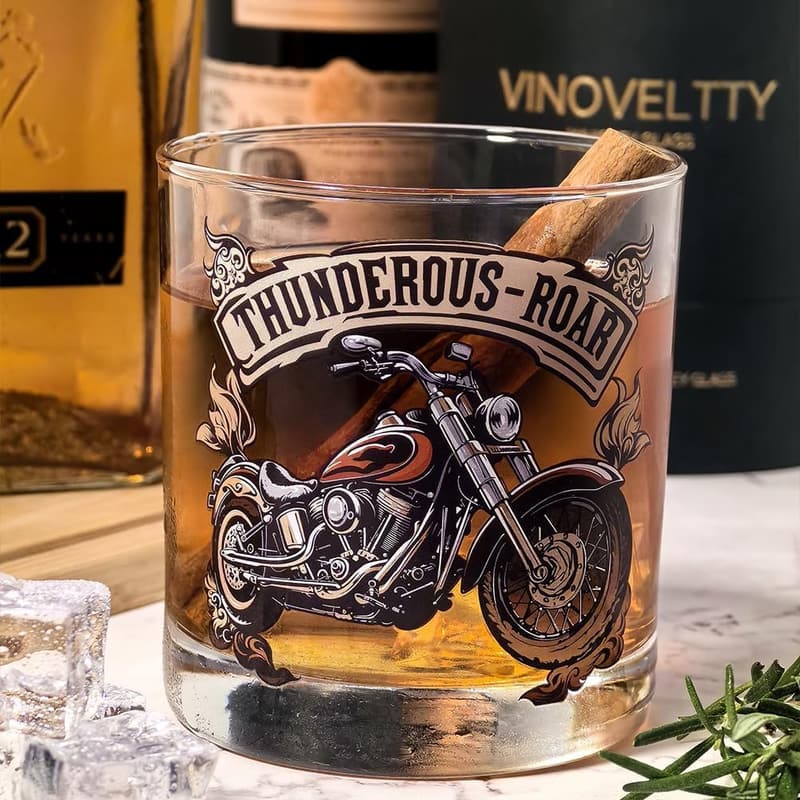 Motorcycle Whiskey Glass - Ideal Gift for Bikers & Dads