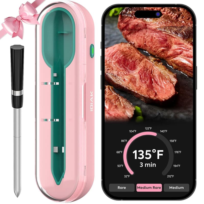 Smart Wireless Meat Thermometer for BBQ & Grilling - Pink