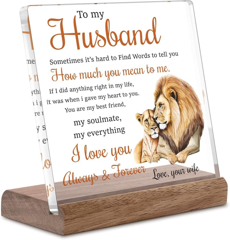 Lion-Themed Acrylic Plaque for Husband's Birthday