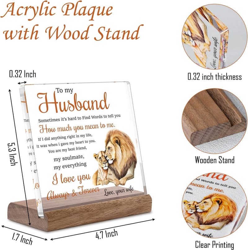 Lion-Themed Acrylic Plaque for Husband's Birthday