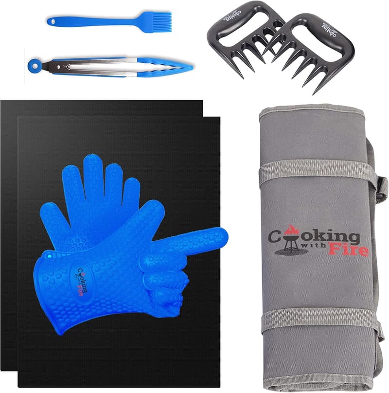 Ultimate Smoker & BBQ Tool Set with Non-Stick Mats & Gloves