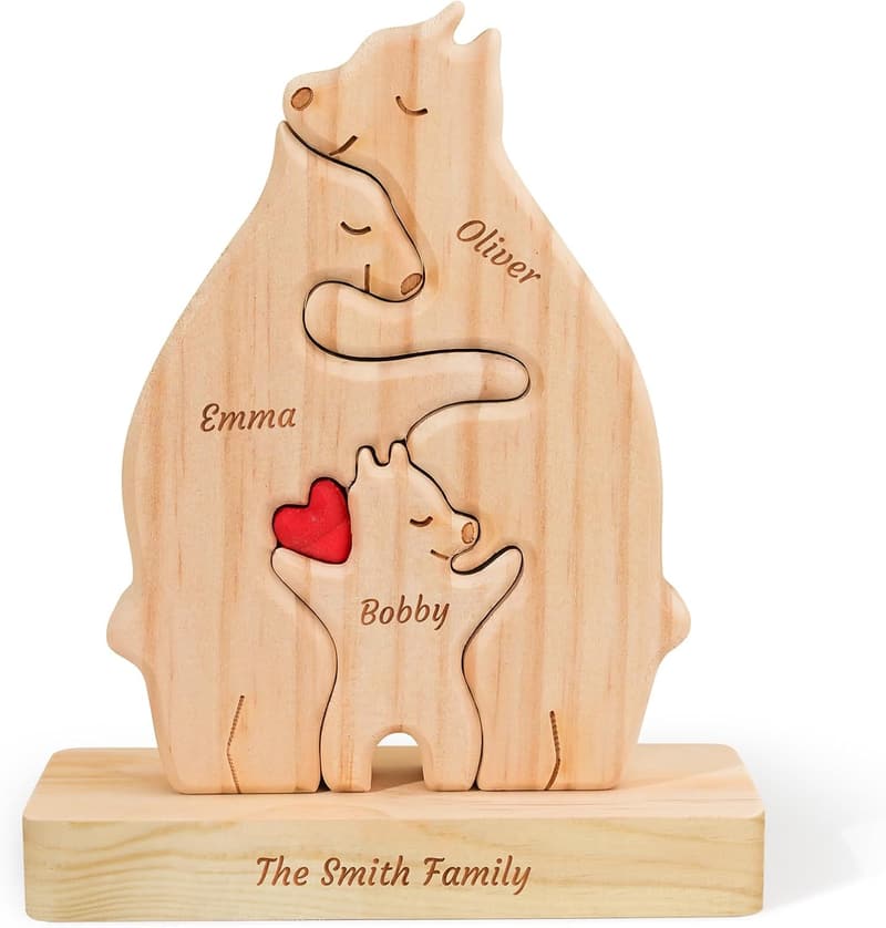 Personalized Family Name Puzzle Bear for Mother's Day