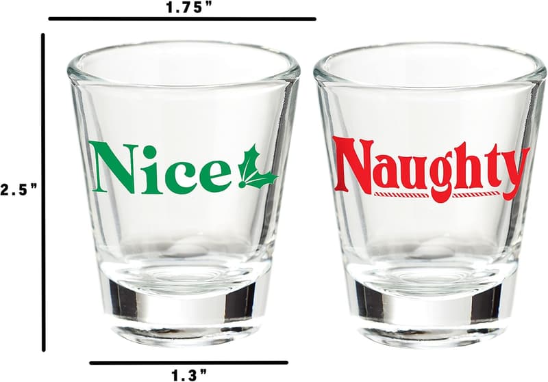 Naughty & Nice Shot Glass Set - 1.5 oz Fun Gift for Couples